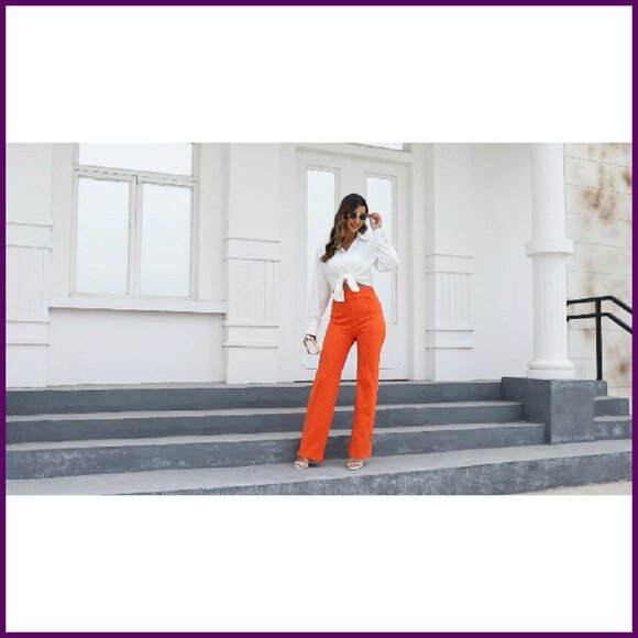 High Waisted Bootcut Work Pants Stretchy Pull On Wrinkle Free - Picture 7 of 7